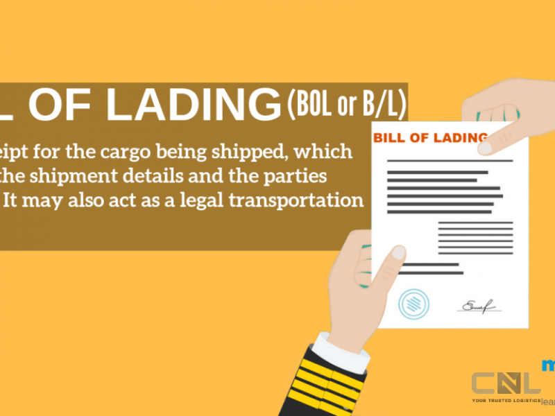 Terms on the bill of lading to know 